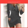 Private Style Bodycon Dress With Zipper Pockets For Elegant Office Wear