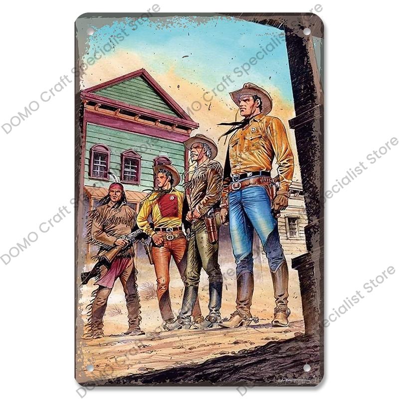 Western Cowboys Vintage Poster Metal Tin Signs Lone Ranger Horse Retro Metal Plate Wall Decor for Jockey Club Pub Man Cave