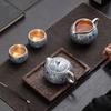 Master Su Aizhen Blue Floral Gilded Ceramic Xishi 4-Piece Tea Set