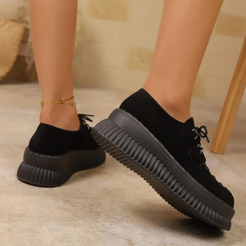 Fashion 2025 New Shoes Female Front Lace-up Women's High Heels Fashion Round Toe Casual Brand Best Seller Comfortable Platform Heels