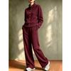 Women 2 Piece Outfit Waffle Knit Set Stand Collar Button Cardigan Wide Leg Pants Casual Loungewear Tracksuit