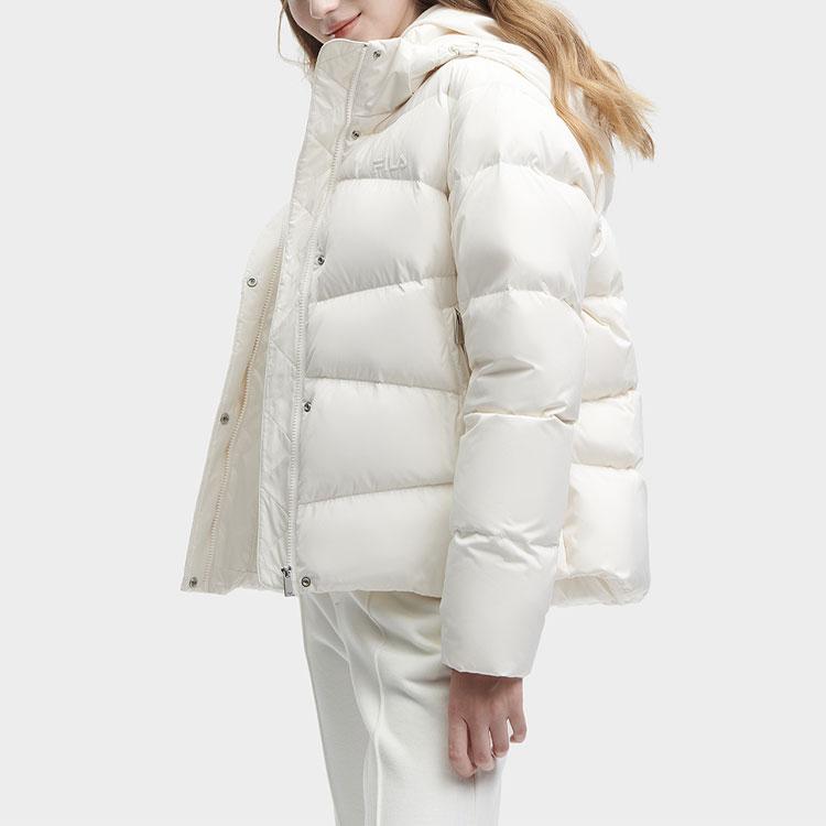 Fila Heritage Series Solid Color Hooded Casual Down Jacket Women Outerwear Light-Beige F11W348916F-IV