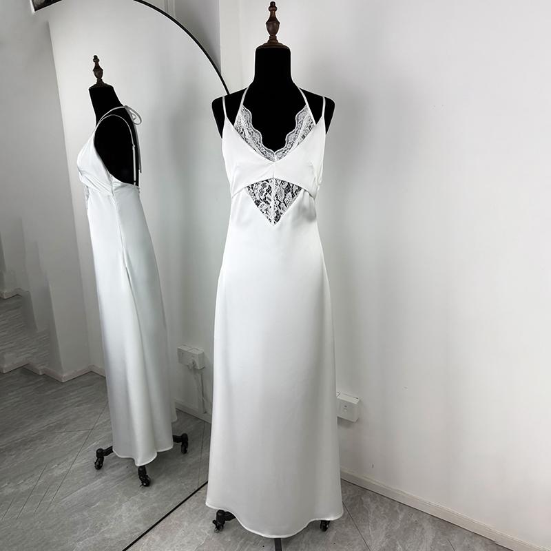 Sexy Lace Party Dress Women Satin Backless Maxi Dress Black Sleveless Long Dress Office Lady Beach Dresses Vestidos