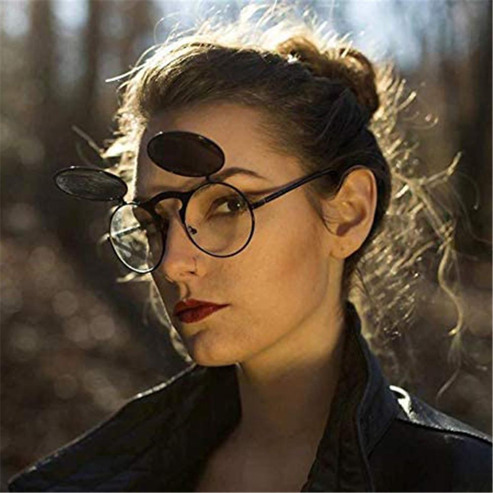 Круглые очки в стиле ретро 90-х в стиле стимпанк с откидной оправой — фото 5