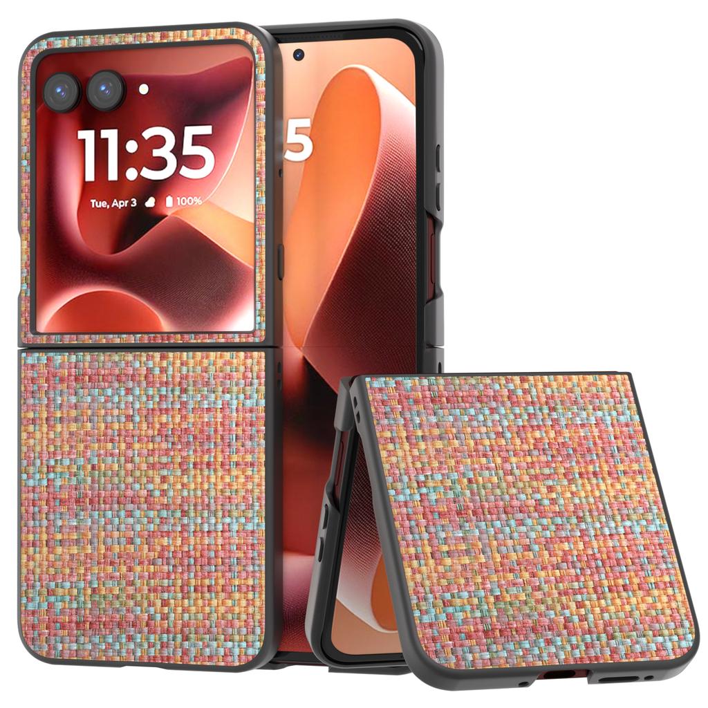 For Motorola Razr 60 Ultra 5G Case Leather+PC Phone Cover Plaid Texture
