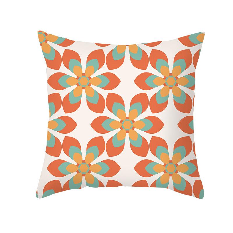 

Floral Geometric Print Pillow Case Shopee Peach Skin Print Pillow Ins Living Room Pillow Case 45 * 45Cm (without pillow core)