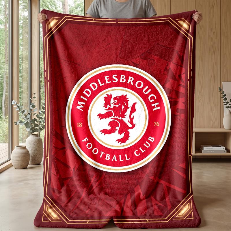 Manta de Franela Suave y Polar del Middlesbrough FC Ligera Acogedora Cálida Manta de Tiro Para Sofá Cama Decoración del Hogar