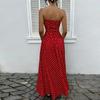 Rochie elegantă de seară pentru femei, cu buline, cu umerii goi, linie A, subțiază talia