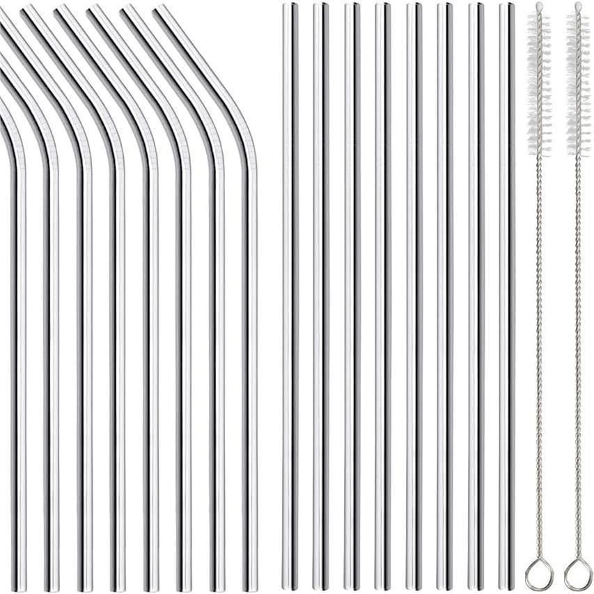 Stainless Steel Travel Cup with Multi-Functional Straight and Bent Straws