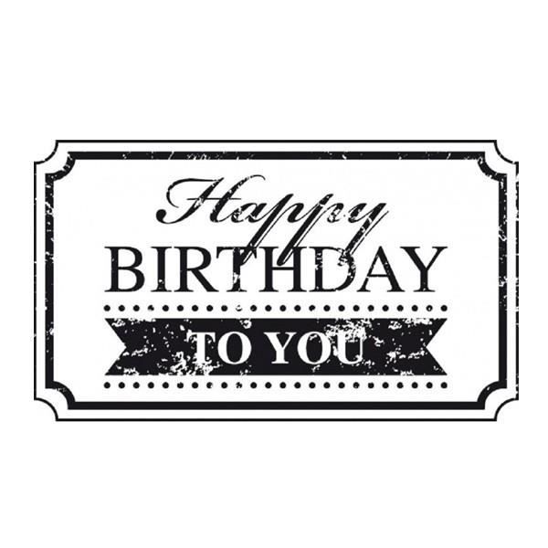 Tampon en bois - ARTEMIO - Happy birthday - 6.5 cm x 4 cm - Vintage - Décoration carte anniversaire