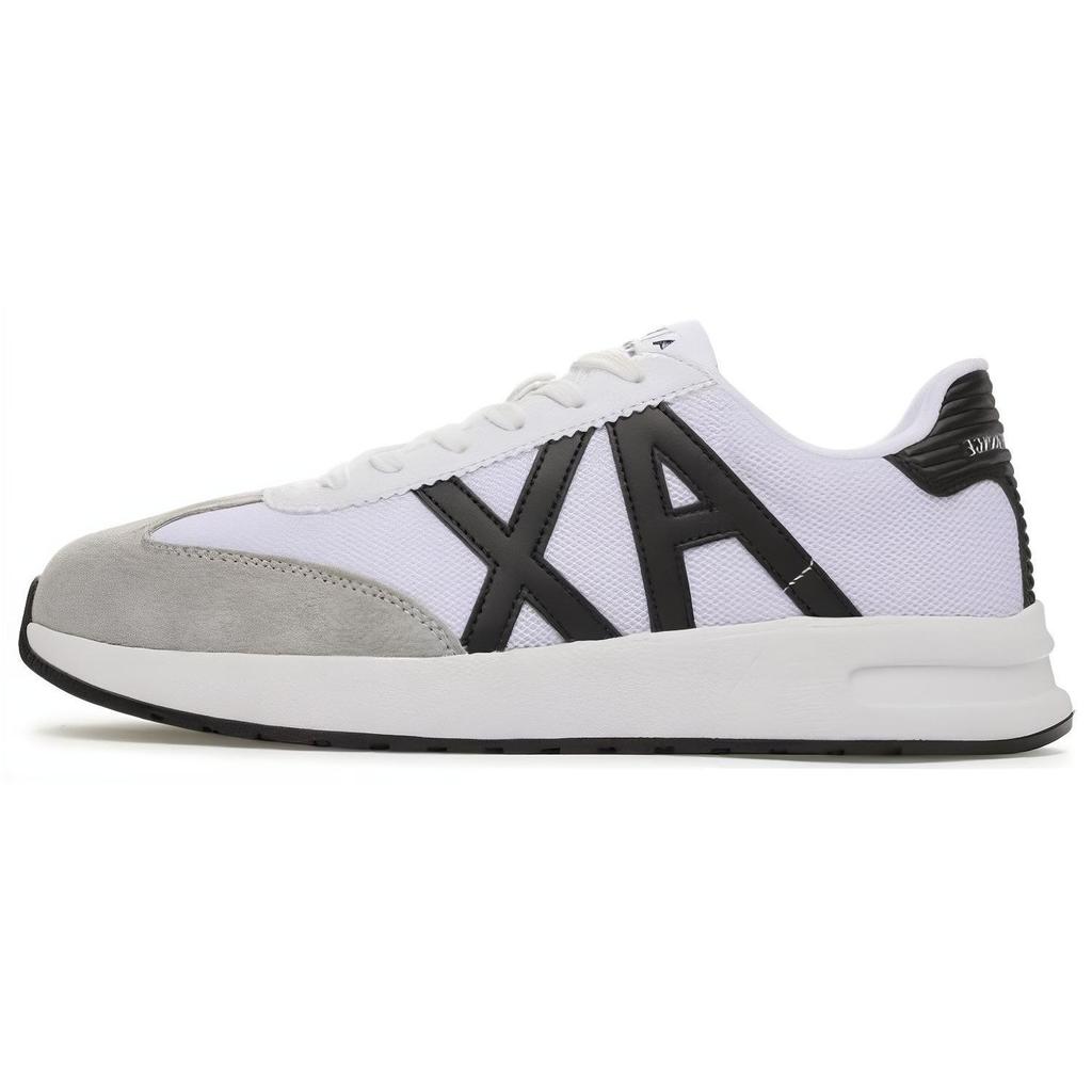 Emporio Armani Leather Round Toe Lace-Up Thick Sole Low-Top Casual Shoes Men Sneakers Gray White XUX071XV527K488