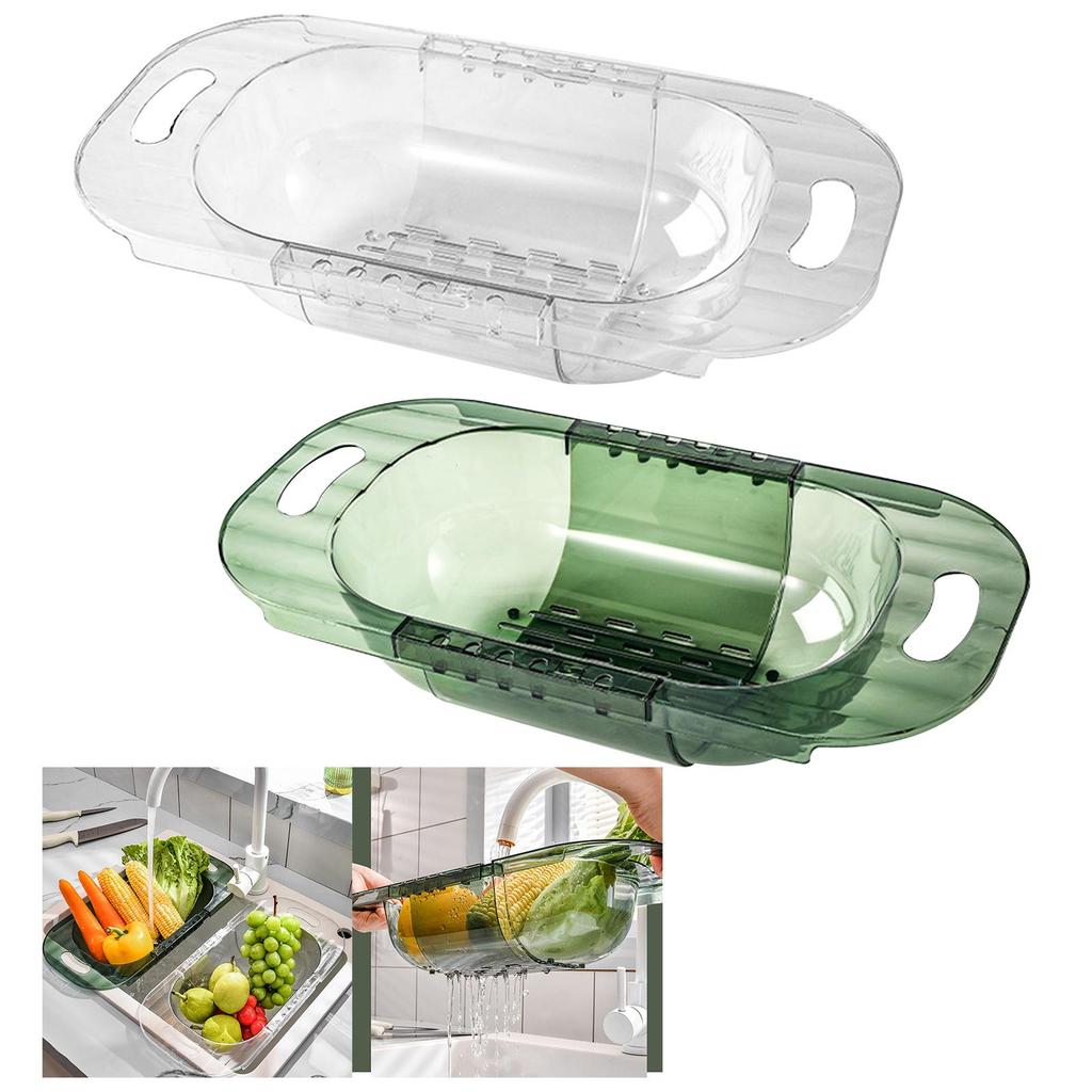 Extendable Strainer Basket Household for Dishes Pasta Drain Vegetables Clear