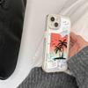 ins niche illustration sunset coconut tree for iPhone16promax Apple 15pro mobile phone case 14 new 13