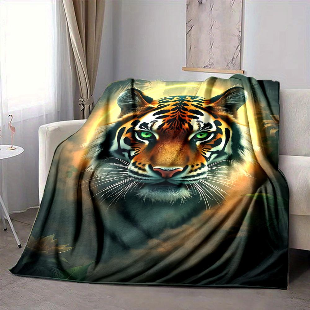 1PC Tiger Print Blanket, Throw For Sofa, Bed, Travel, Camping, Livingroom, And Bed, Printing Blanket With Soft And Warm Fabric Yy250918164