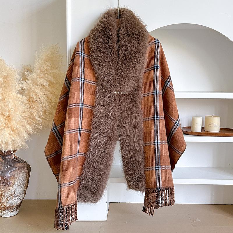 

Зимний шарф из имитации кашемира Женский осенне-зимний длинный накидка для кондиционера Двусторонний теплый шарф 200x83cm коричневый