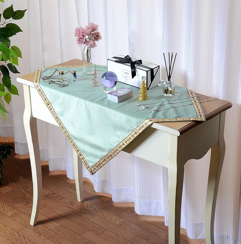 Kuai Tarot Pastel Set of with Velvet for Tarot and Readings Moss Green with Gold Set of with Large and Small Cloths, Colors, 68x68cm, 2, Pouch, Thick,