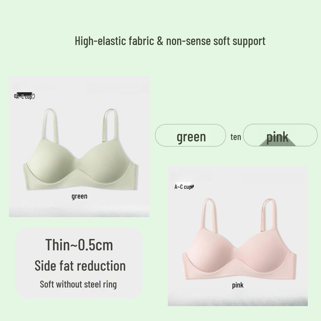 Palm You Bezszwowy Biustonosz Push-Up na Cienkich Ramiączkach dla Małych Biustów - Bezfiszbinowy, Niewidoczny Krój