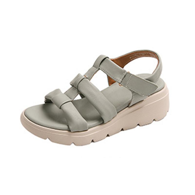 Fashion Retro Thick Bottom Roman Sandals Female Summer New Large Size Versatile Wedges Middle Heel Sandal Casual Solid Open Toe Sandales