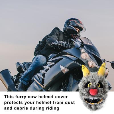 Peluş Motosiklet Kask Kılıfı Dekoratif Toz Geçirmez Evrensel Karikatür Şeytan Tavşan Arı Noel Baba İnek Motosiklet Tam Kask Koruyucu Muhafız