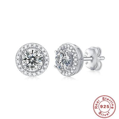 Original-Moissanit-Diamant, 2 Karat, 100 % Silber 925, 18 Karat Weißgold vergoldet, funkelnde Ohrstecker für Frauen, Hochzeit, Party, Verlobung