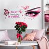 Purple Eyes Butterfly English Slogan Self Adhesive Wall Sticker for Living Room Background Decor