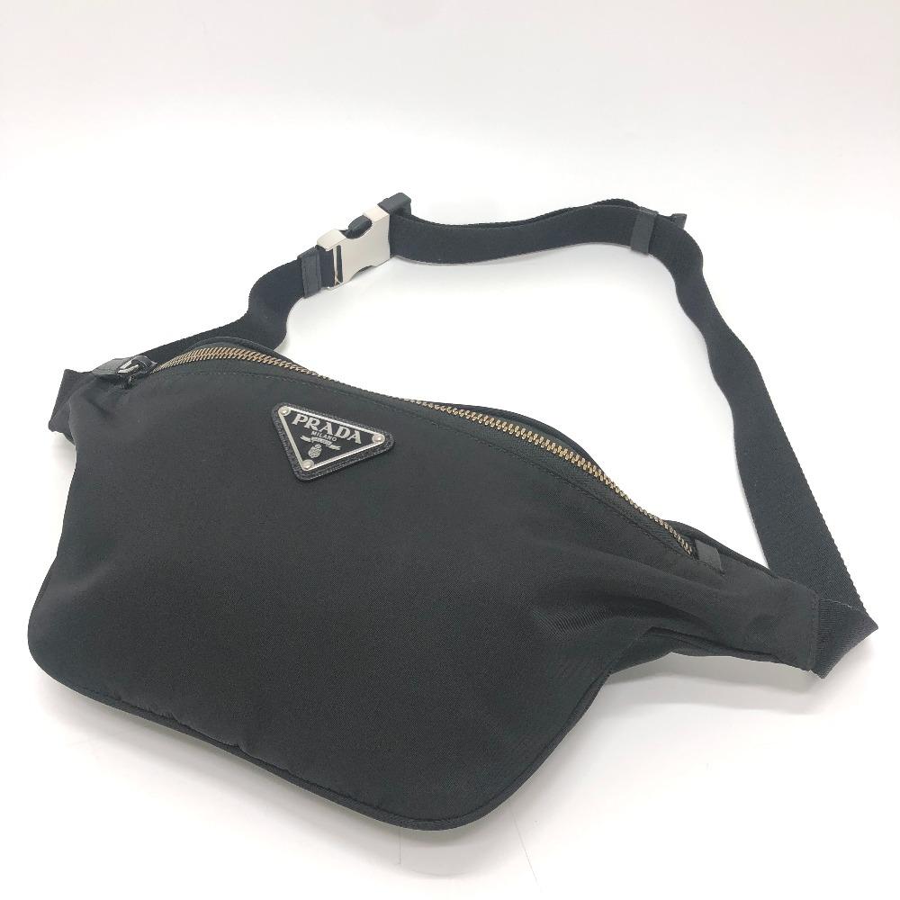 PRADA VL033 triangle plate Waist Pouch Bag body bag Nylon Black