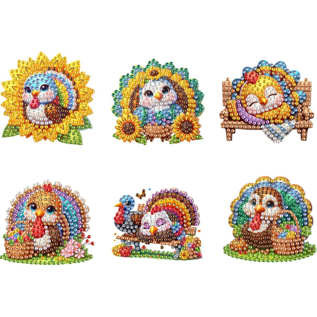 6 Stück 2D/flach Weichmagnetisches DIY Diamantkunst Kühlschrankmagnet-Set Tiere Diamantmalerei Magnete Kühlschrank Diamantkunstmagnete