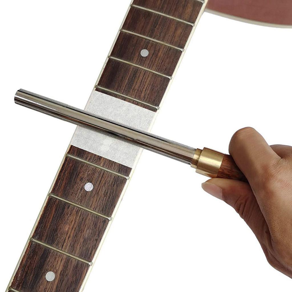 Guitar Fret Crowning Tool Fret File Dressing with Narrow/Medium/Wide 3 Edges Guitar Repairing & Luthier Tool Wood Handle