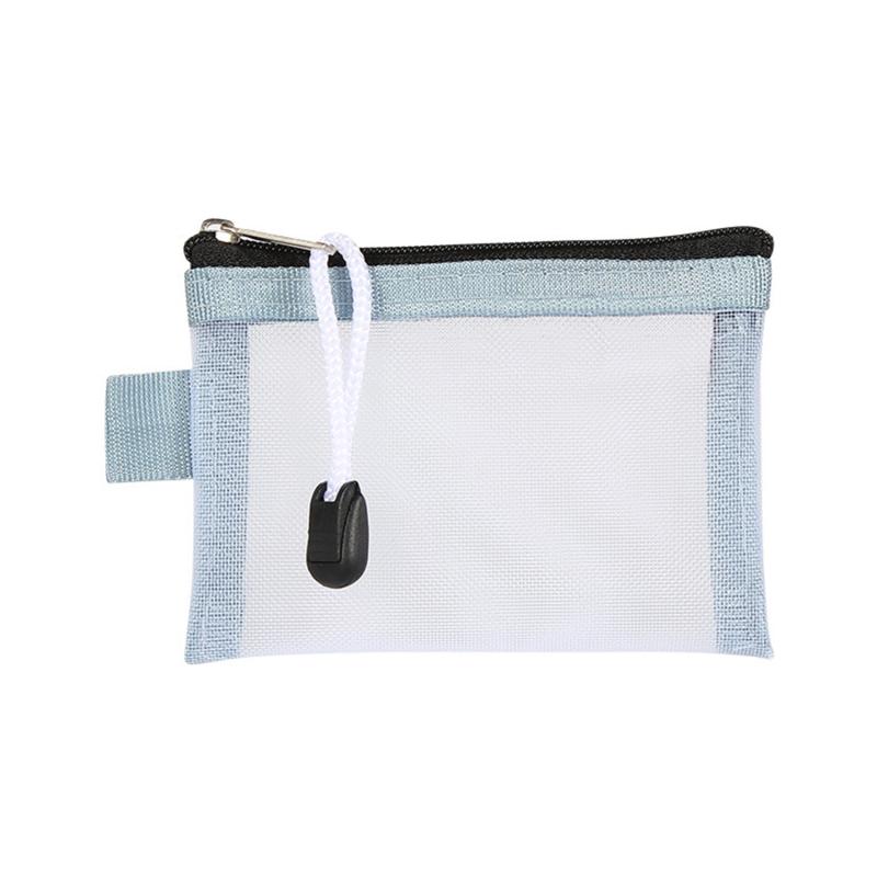 Nylon Mesh Card Storage Bags Mini Transparent Grid Bus ID Credit Card Holder Zipper Pouch Traveling Small Coin Wallet File Bag