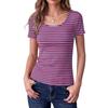 Women's Slim Fit Short Sleeve Top Square Neckline Stretchy Ribbed Knit Casual Blouse Lightweight Soft Fabric Comfortable Fit