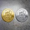 Christmas coins, commemorative medals, European and American, Santa Claus, sled, deer, colorful, commemorative gold coins, decision game coins
