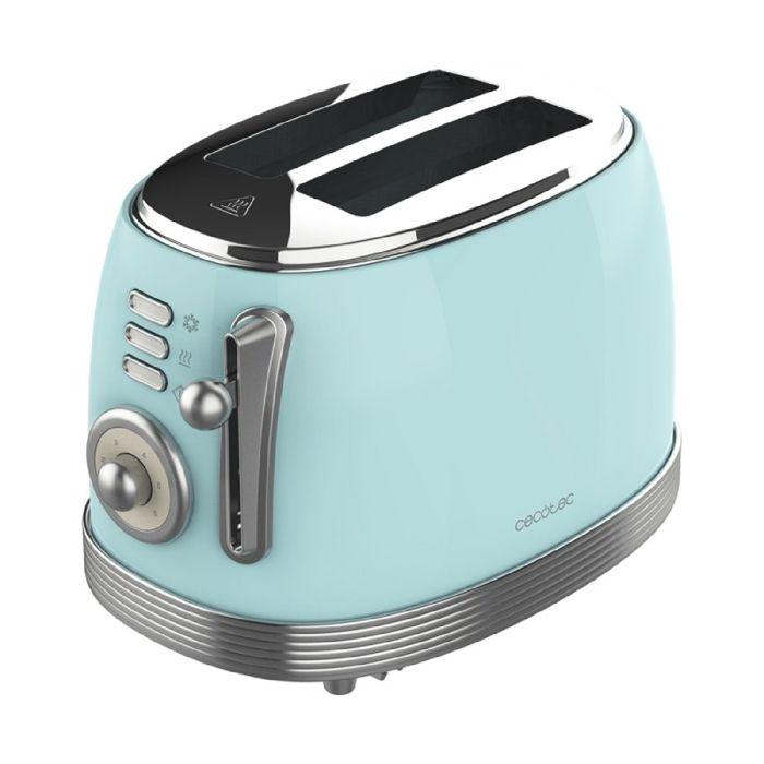Grille-pain - Cecotec - Toast & Taste 800 - 850 W - Fentes extra larges - Style vintage - Bleu