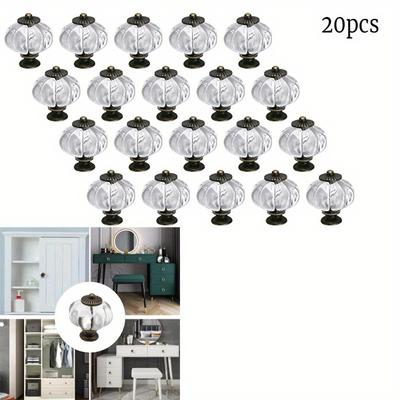 20pcs Acrylic Cabinet Knobs Transparent Pumpkin Dressing Table Knobs Antique Retro Decoration DIY Handle Handles Furniture Drawer Handles
