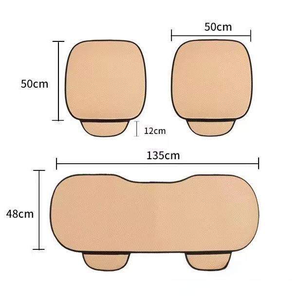 Universal Ice Silk Car Seat Cushion Set - Breathable, Non-Slip, Cooling, No Backrest (3-Piece)