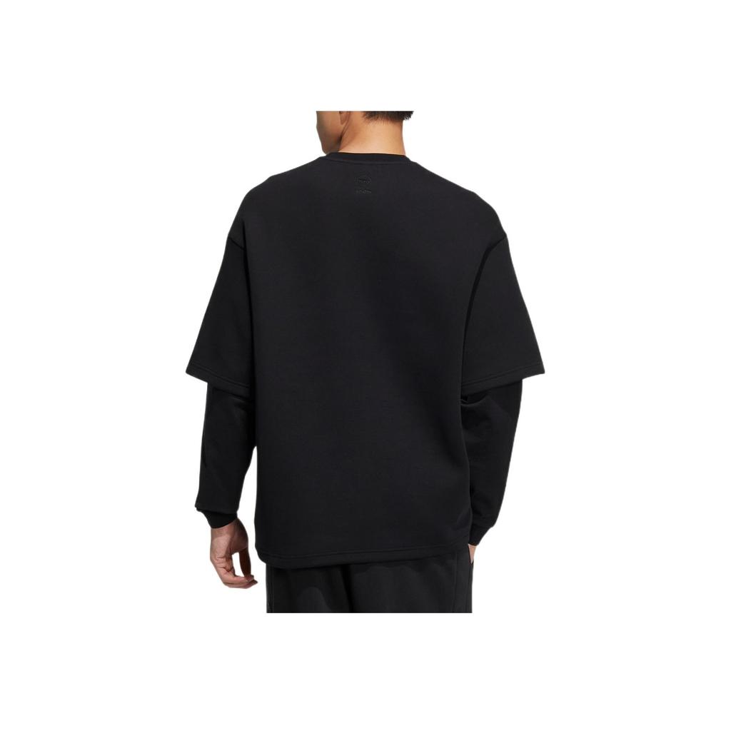 Adidas Neo Patterned Graphic Print Crew Neck Sweatshirt Unisex Tops Black IQ1585