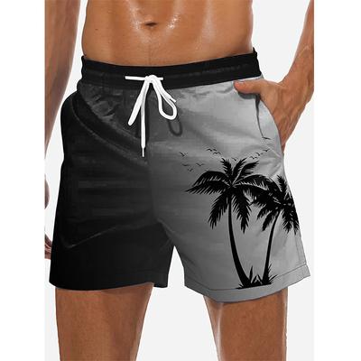 Summer Harajuku 3D Cocoanut Trees Potisk Plážové šortky Palm Tree Graphic Board Shorts pro muže Havajské cool plavky