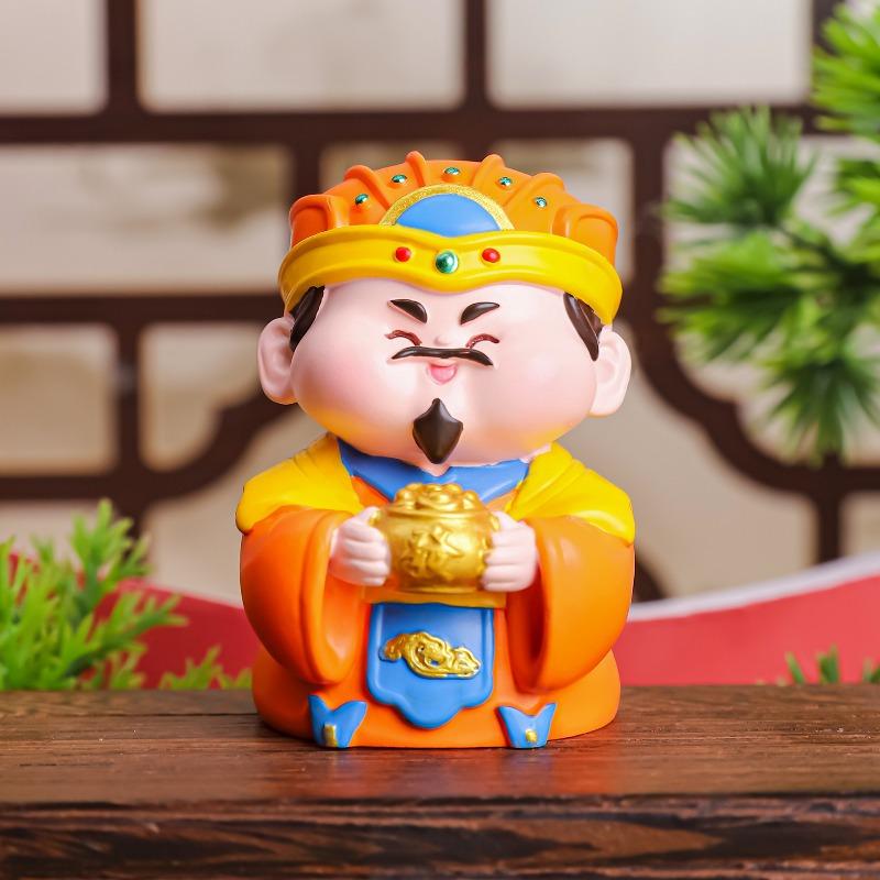 Бай Фу У Лу Цай Шэнь Полимерные Ремесленные Украшения, Милый Маленький Цай Шэнь в Китайском Стиле Домашнее Украшение Автомобильные Украшения для Фестивалей small- Bi Gan