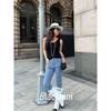 Blacknini Yin Huafu/Exquisite Wool Tencel Blended Two-Color Knitting Sleeveless Vest Bottoming Shirt