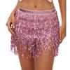 Bohemian Sequin Hip Scarf: Four-layer Tassel Waist Chain Belly Dance Costume for Women. Perfect for Halloween Performances.
