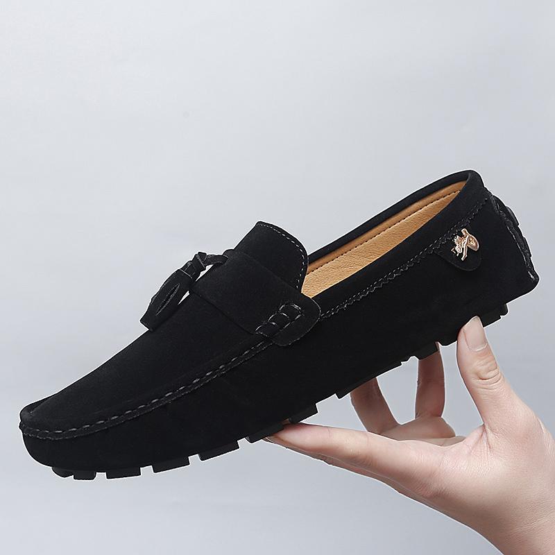Fashion New Style Men Business Loafers Suede Leather Slip On Flats Handmade Casual Shoes Formal Wedding Driving Shoes Breath Moccasins