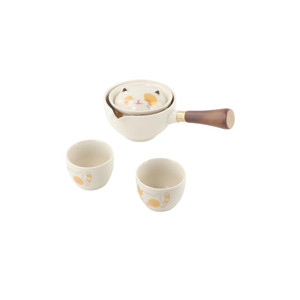 5/7pcs Ceramic Lucky Cat Teapot Set Japanese Style Bubble Tea Set Kung Fu Tea Pot Set  Office