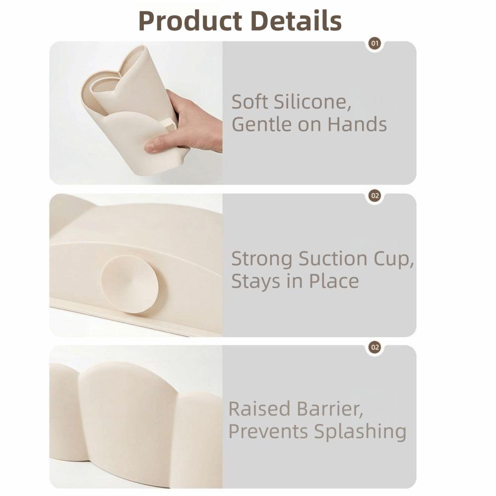Reusable Sink Water Retainer Soft Silicone Waterproof Baffle Household Suction Cup Base Water Blocking Board Washing Basin