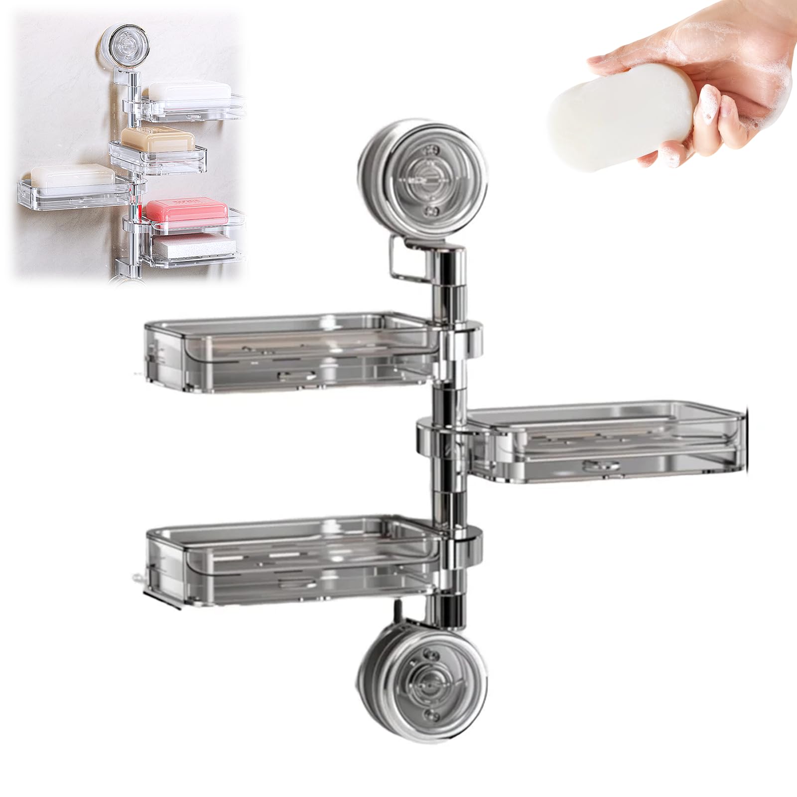 

Corrugated Suction Cup Storage Holder, New Movable Shower Shelf Suction Cup, No-Drill Wall-Mounted Storage Shelf, Luxury- Glacier Pattern One Size