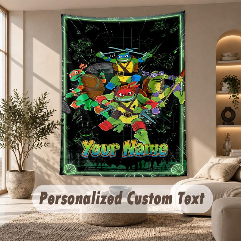 Teenage Mutant Ninja Turtles Tapestry, Personalized Custom Text, Wall Hanging Tapestry For Living Room Home Wall Decor