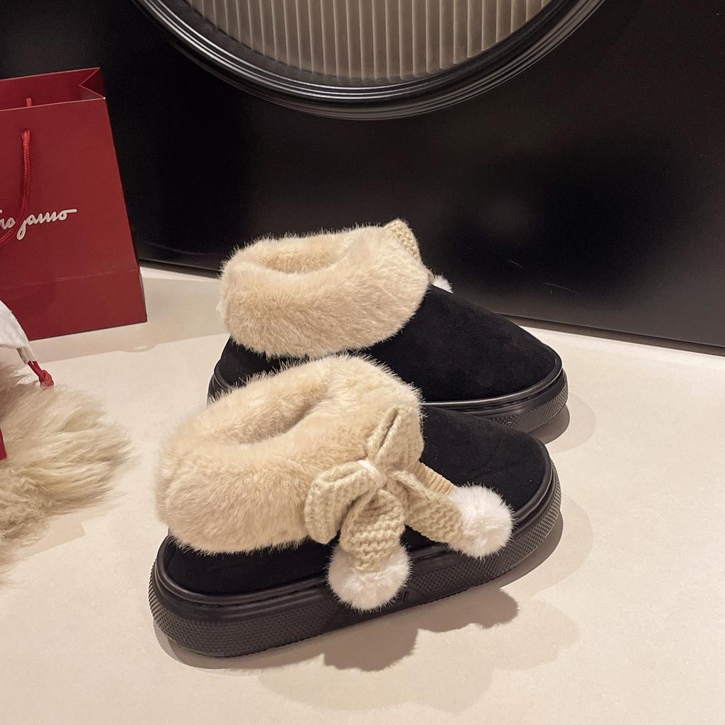 Snow Boots Women's New Winter Velvet Thickened Non-slip Warm Fur Integrated Wool Cotton Shoes Warm