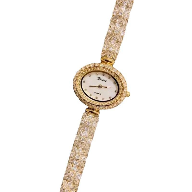 Oval Bracelet Women'S Watch Exquisite Fritillary Full Of Diamonds Zircon High-End Light Luxury Fashion Women'S Watch