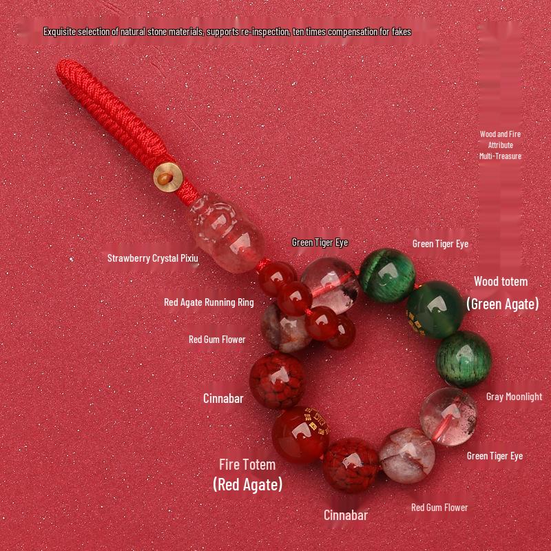 

Zhenqiao Five Elements Pixiu Keychain: Wood, Fire, Earth, Metal, Water Crystal Pendant.