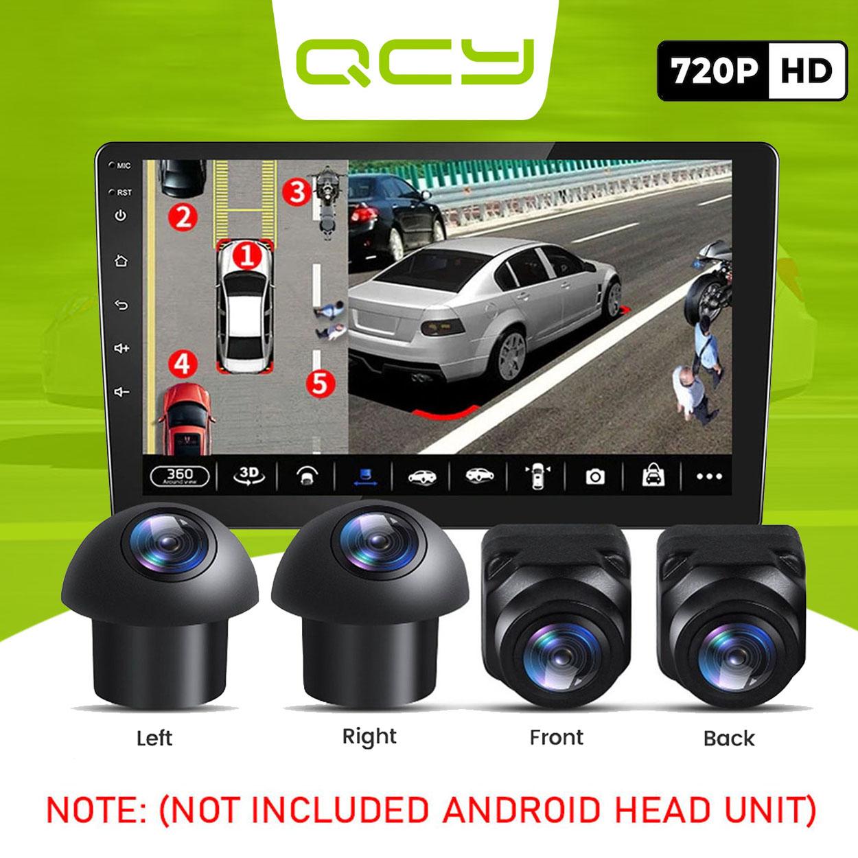 QCY SZ2053D/4007 360° Panoramic Camera 3D 720P Front/Rear/Left/Right 360 Bird View Camera for Car Android Radio Stereo 12 W