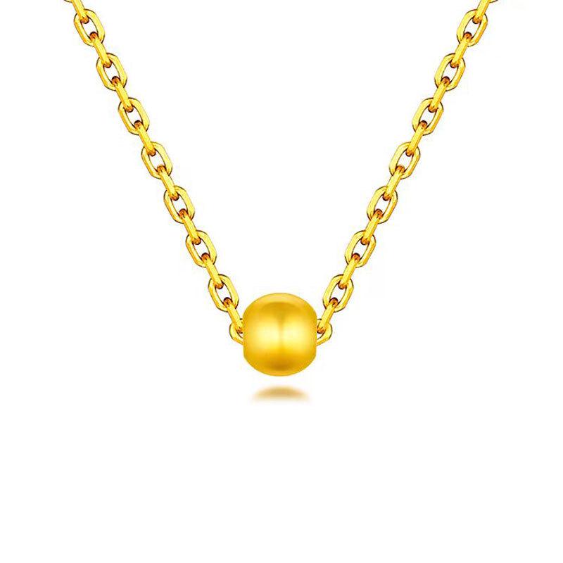 3D 999 Gold Bead Pendant Necklace for Women - Pure Gold Lucky Charm Jewelry Gift Single Necklace