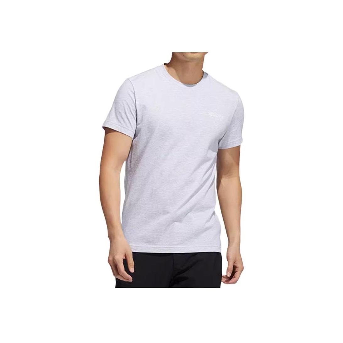 

Adidas Однотонная дышащая футболка с круглым вырезом и коротким рукавом Мужские топы Белый FT7988